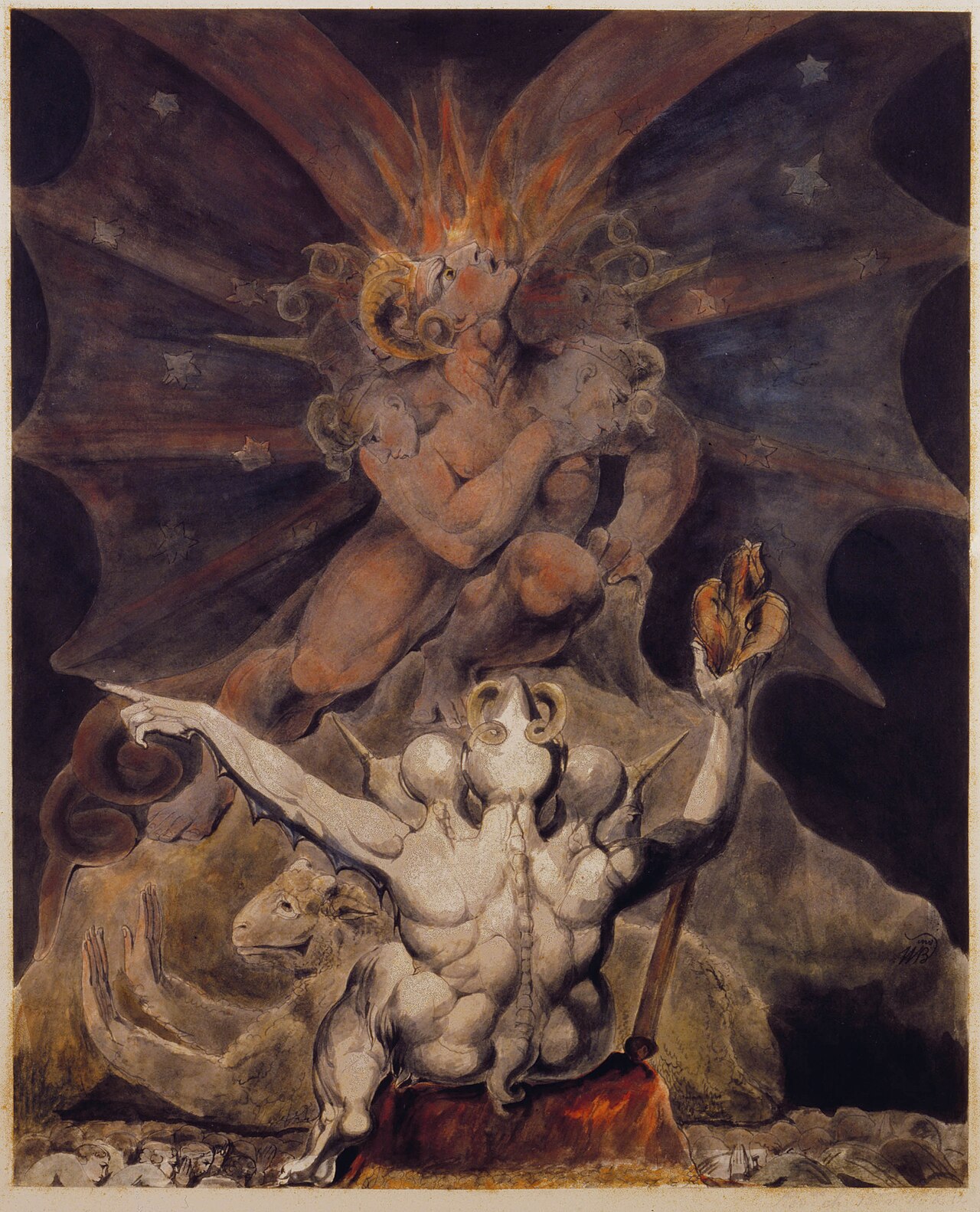 The Number of the Beast is 666, object 1 (Butlin 522), 1805. Watercolor, 41.2 x 33.5 cm. Rosenbach Museum & Library, Philadelphia, Pennsylvania. William Blake